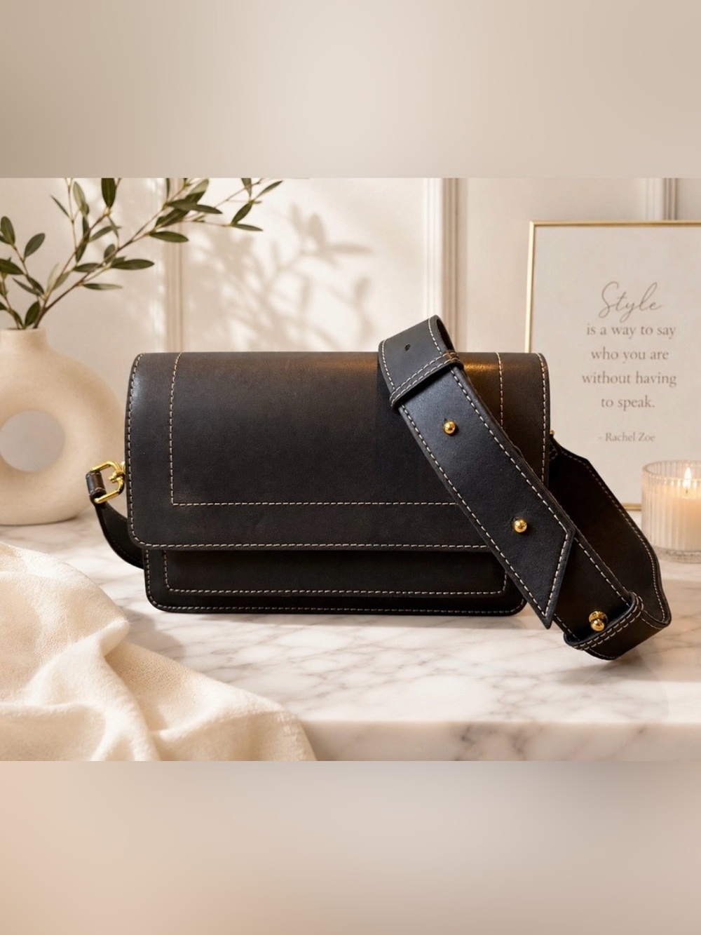 AALLYN Ingrid Structured Leather Crossbody Bag (As see in Vogue)